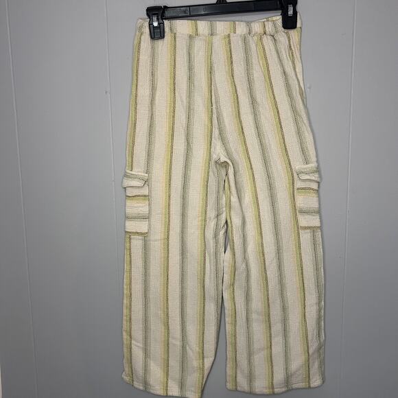 Tahari Girls Sz 12 Striped Cotton Boho Cargo Pants Bohemian Wide Summer Beach - Picture 3 of 6
